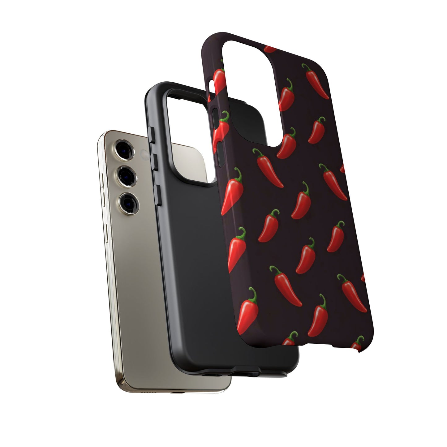 Spicy Chili Pepper Phone Case – Black Cute Hot Pepper Tough Cover for Iphone, Samsung Galaxy and Pixel