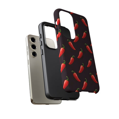 Spicy Chili Pepper Phone Case – Black Cute Hot Pepper Tough Cover for Iphone, Samsung Galaxy and Pixel