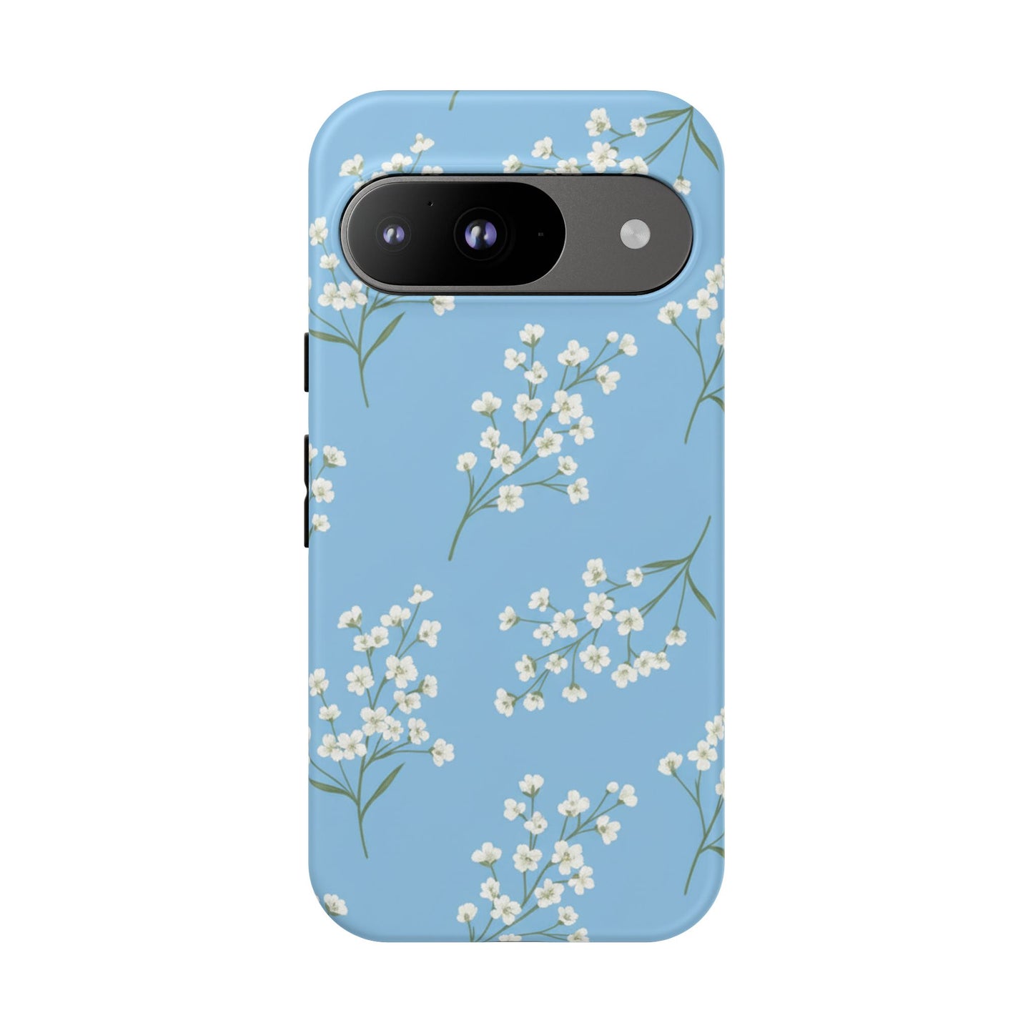 Baby’s Breath Floral Phone Case – Blue Minimal Flower Aesthetic Tough Case