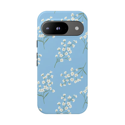 Baby’s Breath Floral Phone Case – Blue Minimal Flower Aesthetic Tough Case