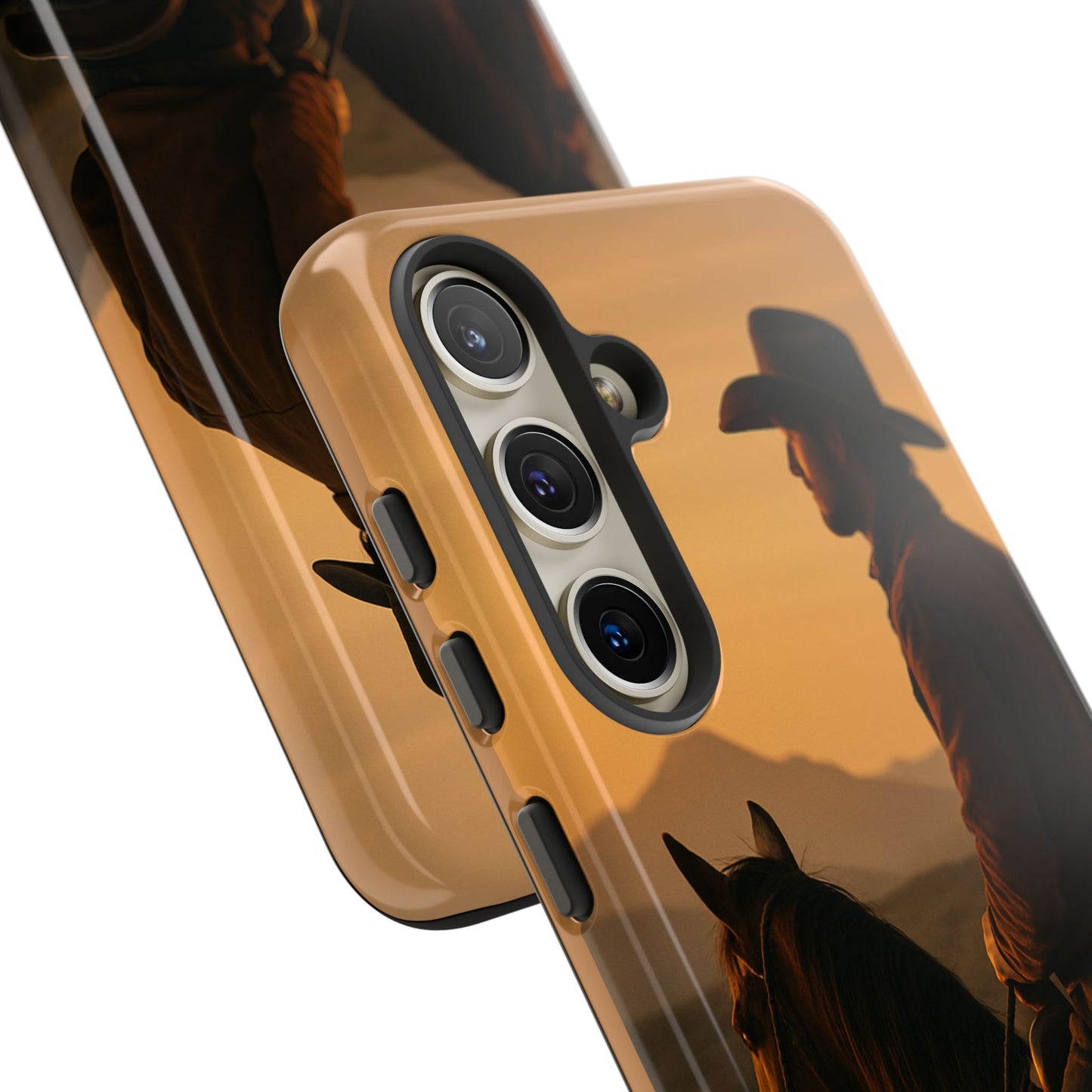 Western Cowboy Sunset Phone Case | Horse Rider Desert Aesthetic Tough Protective Case