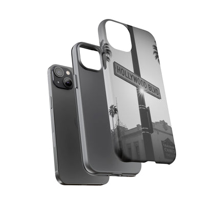 Hollywood Blvd Phone Case | Vintage Los Angeles Street Sign | Black & White LA Aesthetic