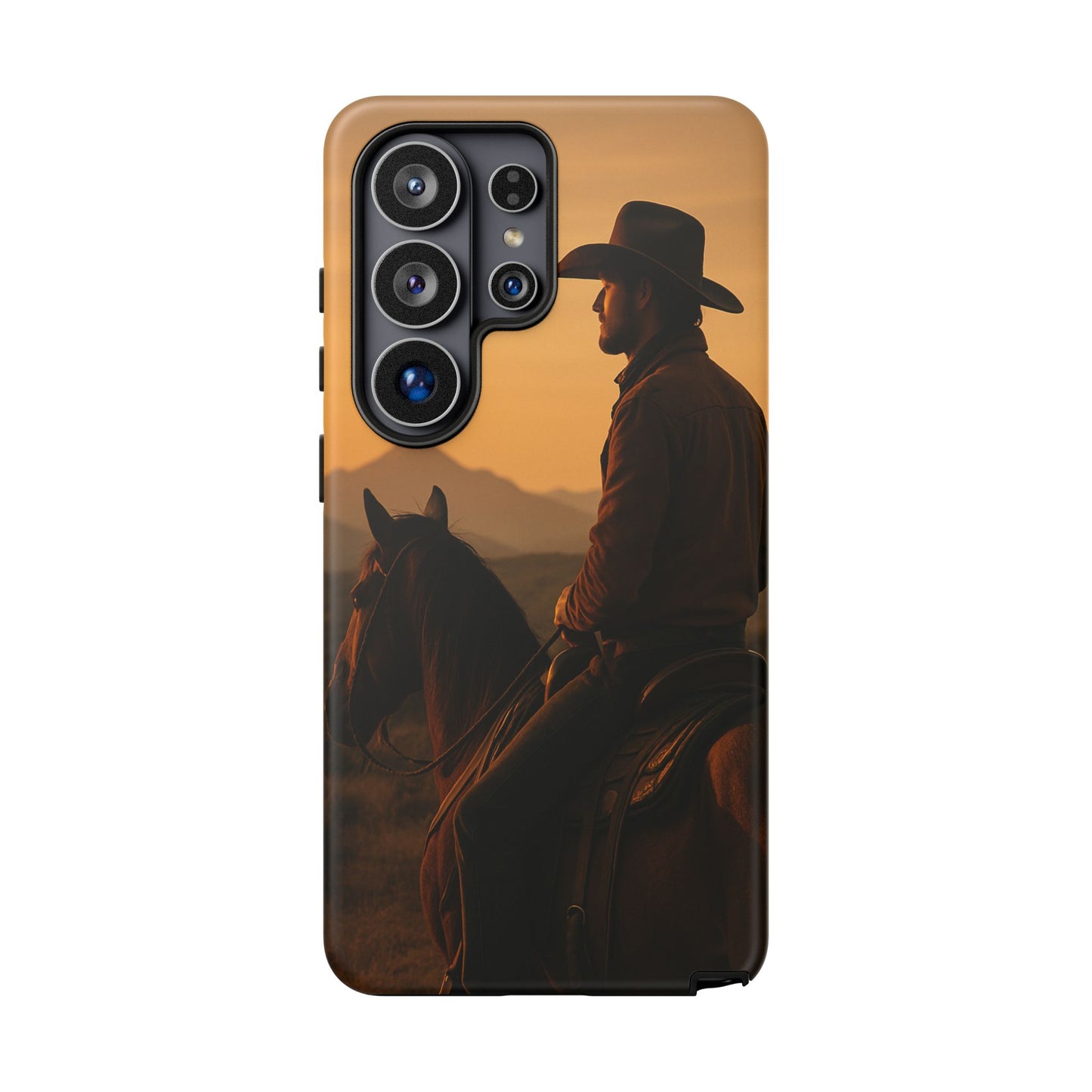 Western Cowboy Sunset Phone Case | Horse Rider Desert Aesthetic Tough Protective Case