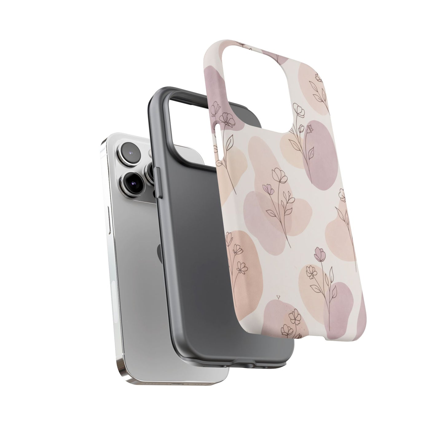 Blush Floral Phone Case Neutral Botanical Watercolor Tough Cover