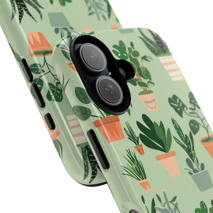Plant Lover Phone Case | Cute Potted Plants Pattern | Botanical Aesthetic Tough Case