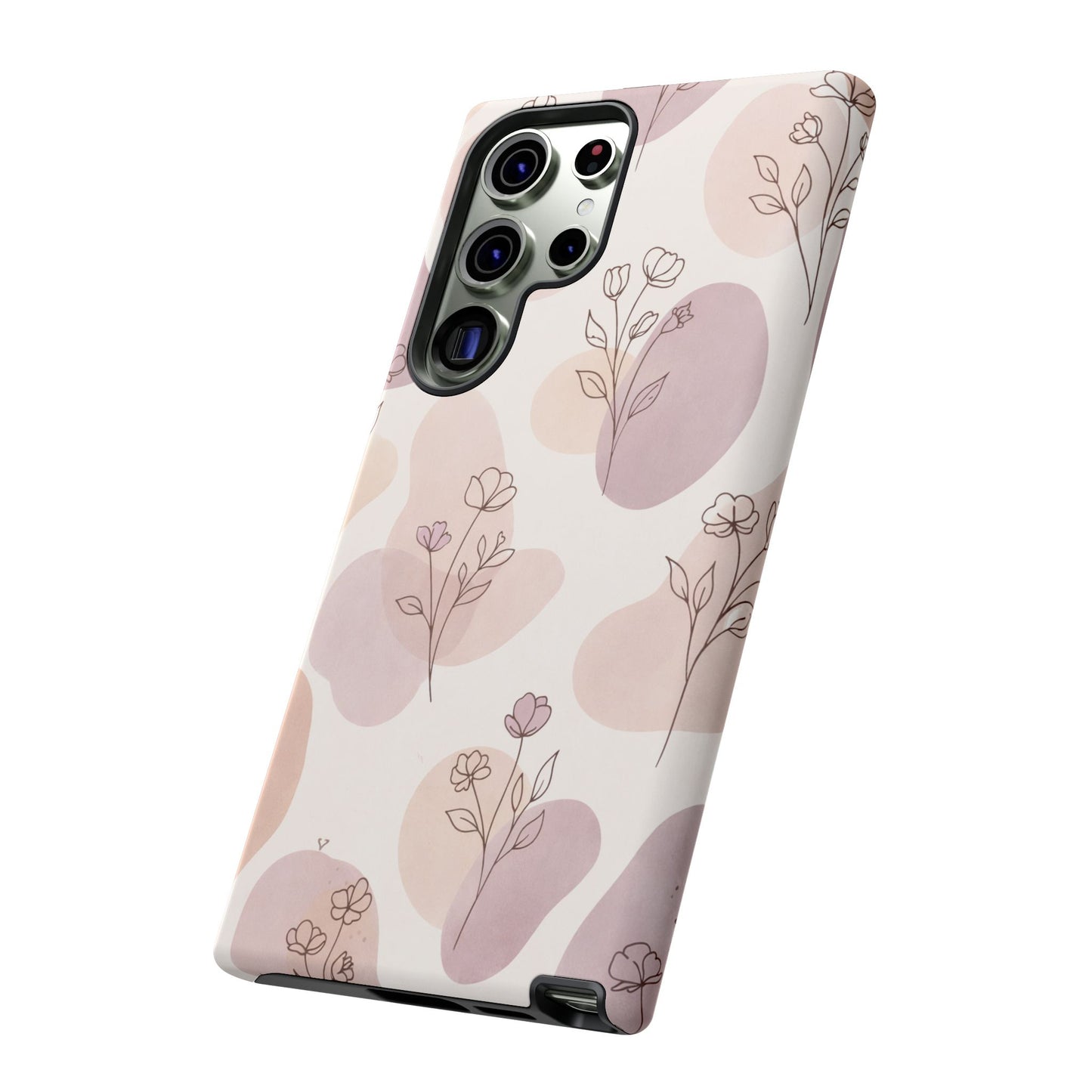 Blush Floral Phone Case Neutral Botanical Watercolor Tough Cover