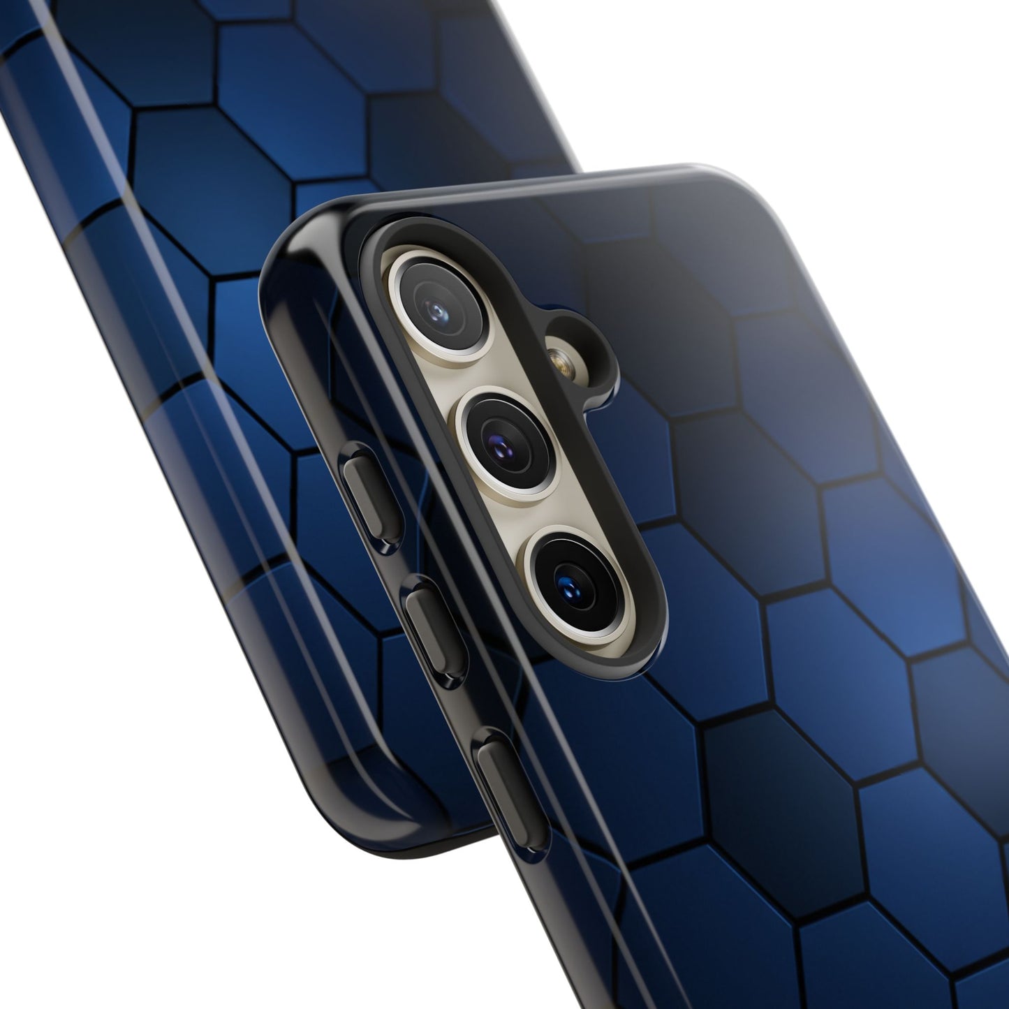 Blue Hexagon Gradient Phone Case | Honeycomb Geometric Tech Aesthetic | Minimalist Tough Case for iPhone & Samsung