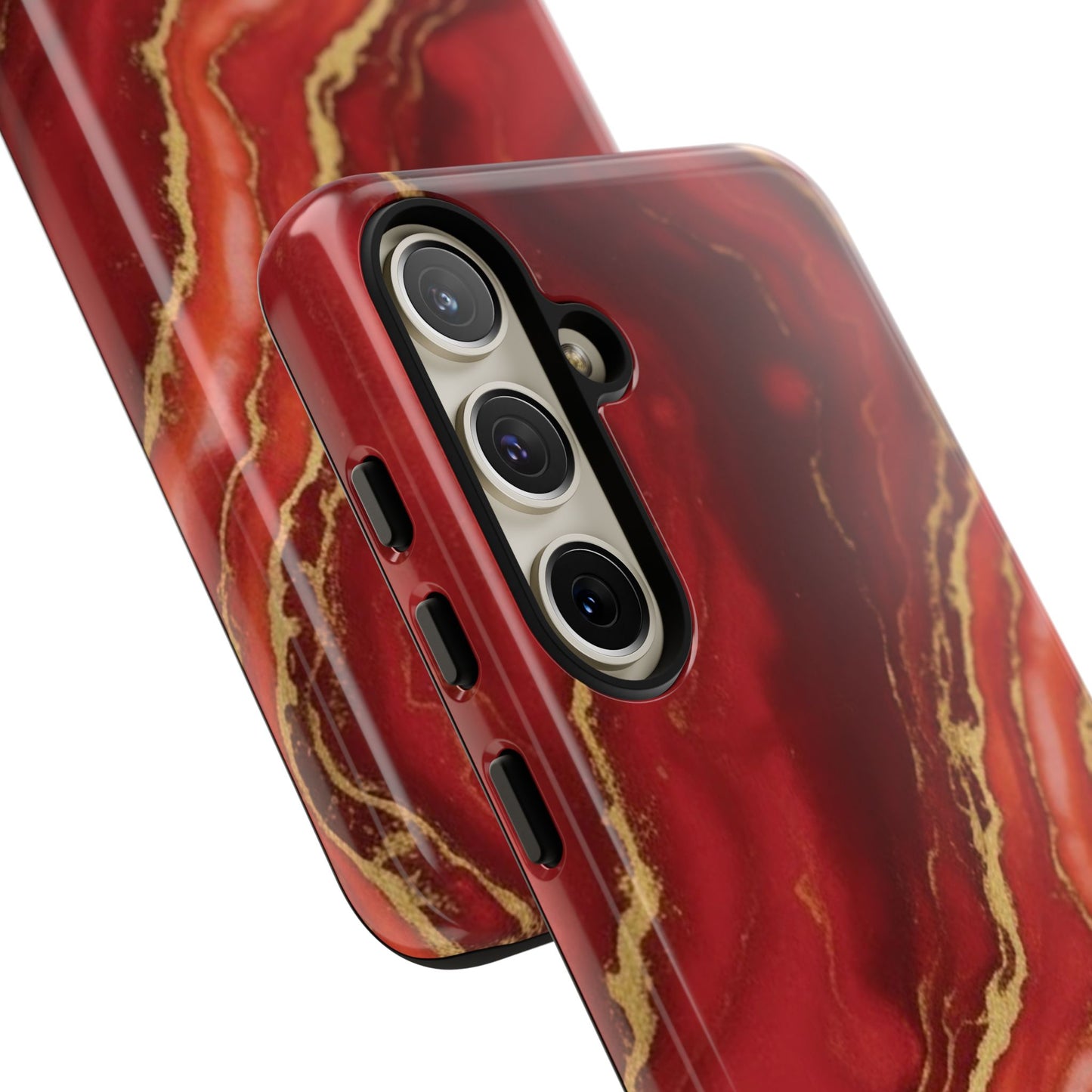 Red Agate Marble Phone Case – Gold Vein Luxury Stone Tough Case (iPhone, Samsung, Pixel)