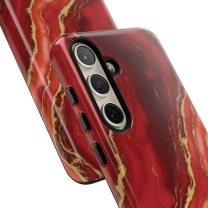 Red Agate Marble Phone Case – Gold Vein Luxury Stone Tough Case (iPhone, Samsung, Pixel)