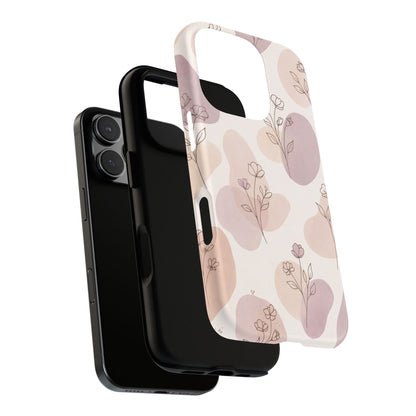 Blush Floral Phone Case Neutral Botanical Watercolor Tough Cover