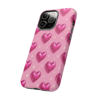 Pink Heart Pattern Phone Case | Tough Protective Case for Iphone, Samsung Galaxy and Pixel
