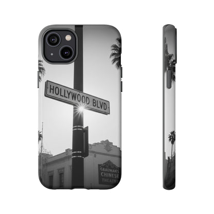 Hollywood Blvd Phone Case | Vintage Los Angeles Street Sign | Black & White LA Aesthetic