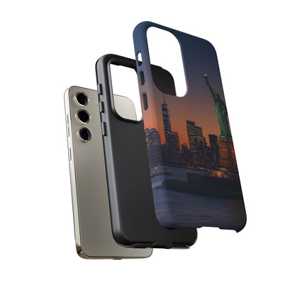 Statue of Liberty Sunset Phone Case – New York City Skyline Travel Aesthetic Tough Case