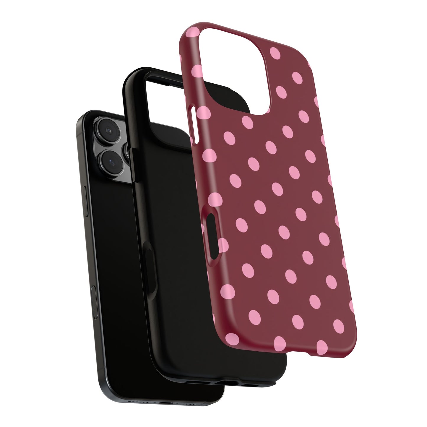 Pink Polka Dot Phone Case – Cute Aesthetic Tough Protective Phone Cover for Iphone, Samsung Galaxy and Pixel