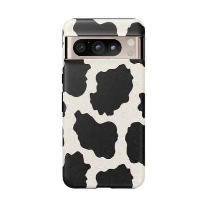 Black & White Cow Print Phone Case | Western Aesthetic iPhone & Samsung Tough Case