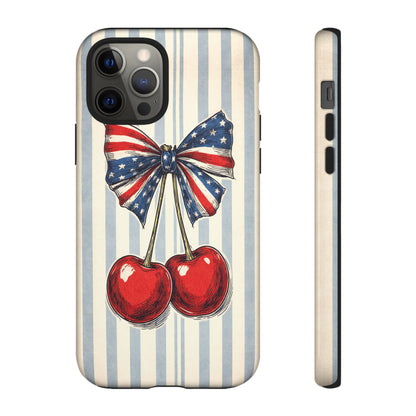 Patriotic Cherry Phone Case Americana Coquette Aesthetic iPhone Samsung
