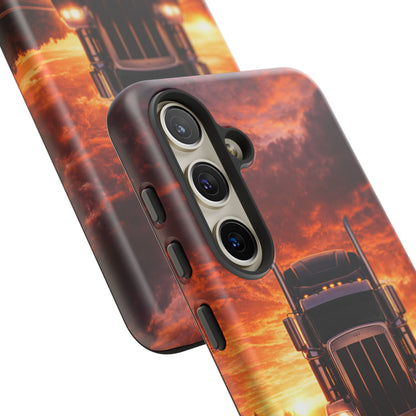 Big Rig Truck Phone Case Sunset Highway Semi Truck iPhone Samsung Cover