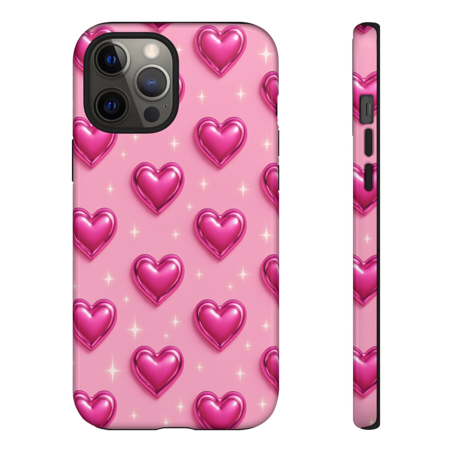 Pink Heart Pattern Phone Case | Tough Protective Case for Iphone, Samsung Galaxy and Pixel