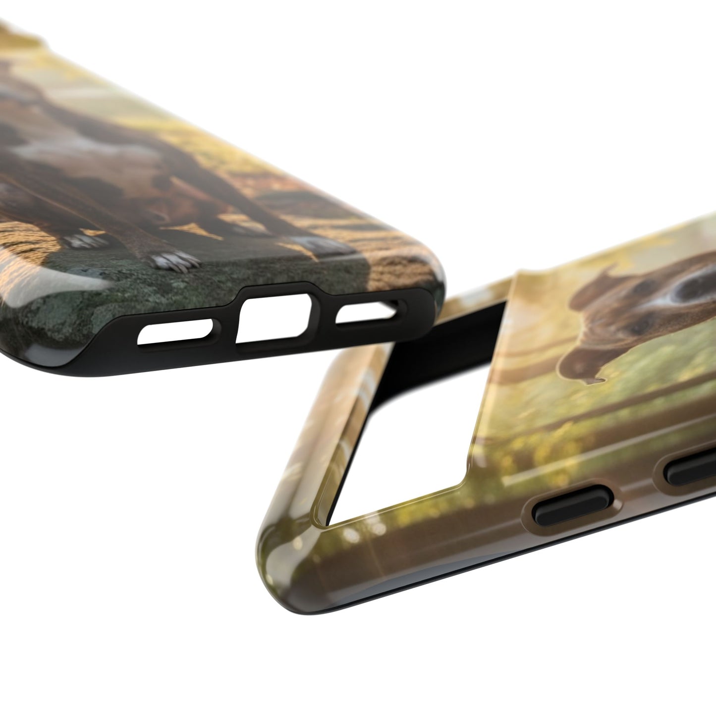 Pitbull Portrait Phone Case | Dog Lover Tough Case, Sunset Forest