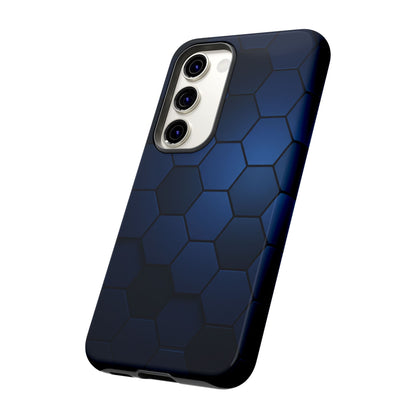 Blue Hexagon Gradient Phone Case | Honeycomb Geometric Tech Aesthetic | Minimalist Tough Case for iPhone & Samsung
