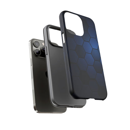 Blue Hexagon Gradient Phone Case | Honeycomb Geometric Tech Aesthetic | Minimalist Tough Case for iPhone & Samsung