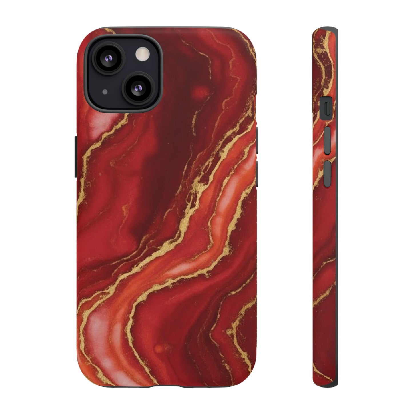 Red Agate Marble Phone Case – Gold Vein Luxury Stone Tough Case (iPhone, Samsung, Pixel)