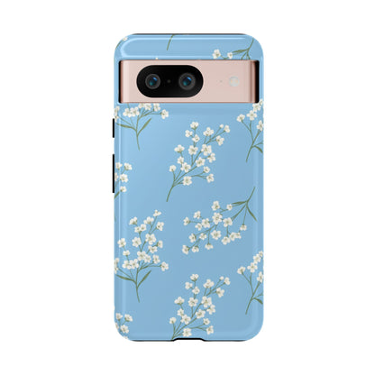 Baby’s Breath Floral Phone Case – Blue Minimal Flower Aesthetic Tough Case
