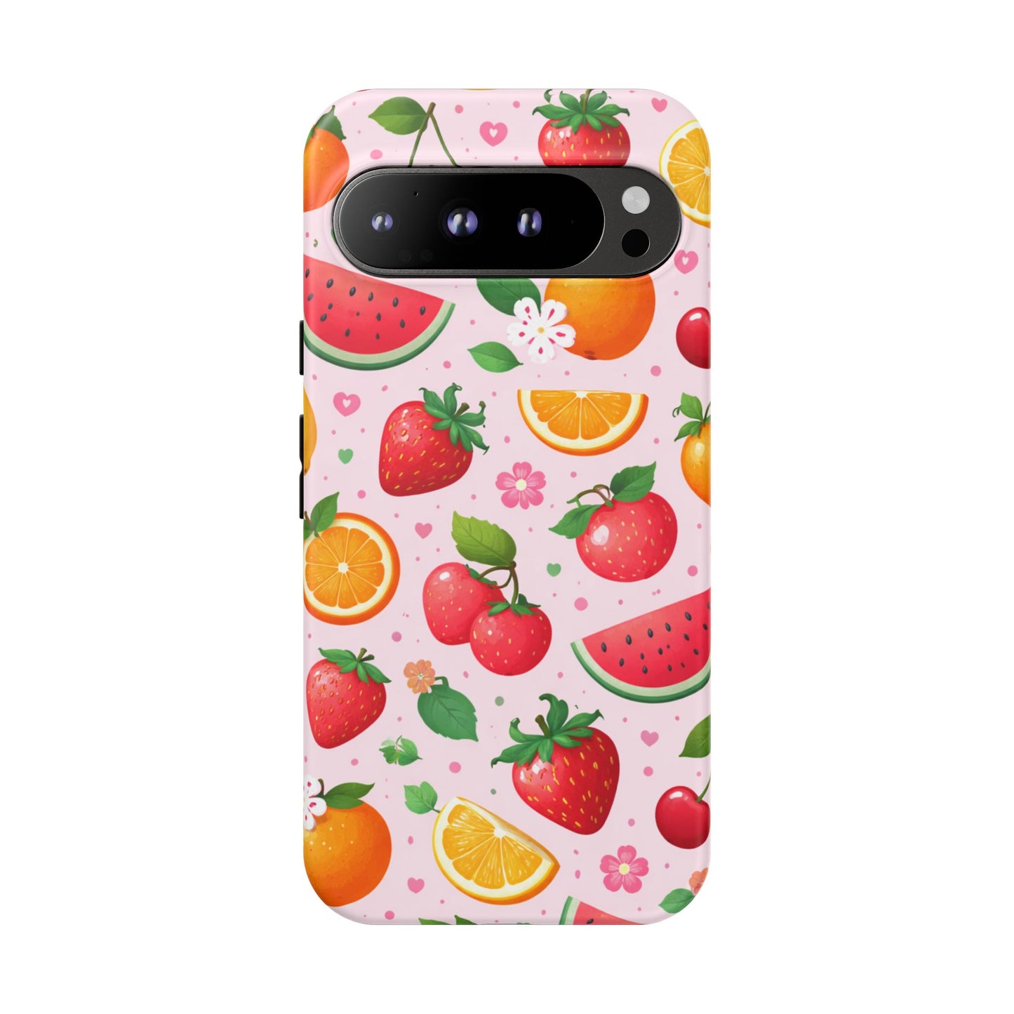 Fruit Phone Case – Tough Shockproof, Strawberry Cherry Citrus Summer Design for Iphone, Samsung Galaxy and Pixel