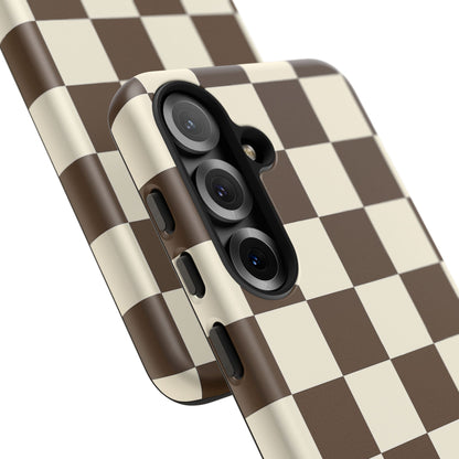 Mocha Checkerboard Phone Case | Neutral Aesthetic Tough Case