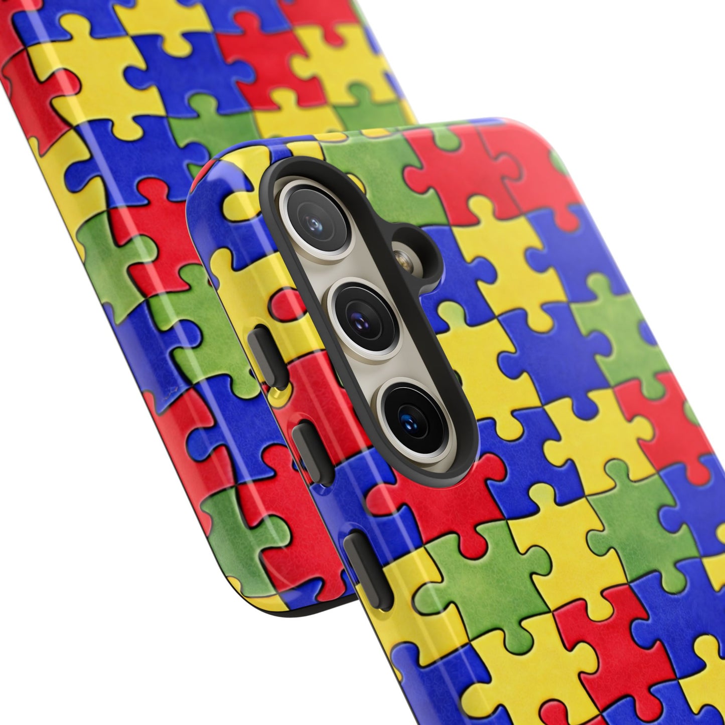 Colorful Puzzle Phone Case, Autism Awareness Jigsaw Design, Tough Protective Case, iPhone & Samsung Case, Vibrant Puzzle Pattern