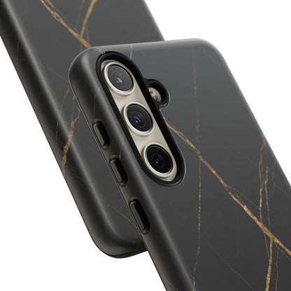 Black Marble Phone Case with Gold Veins – Luxury Minimal Aesthetic Tough Case