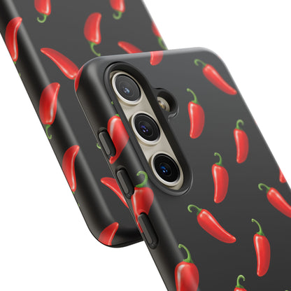 Spicy Chili Pepper Phone Case – Black Cute Hot Pepper Tough Cover for Iphone, Samsung Galaxy and Pixel
