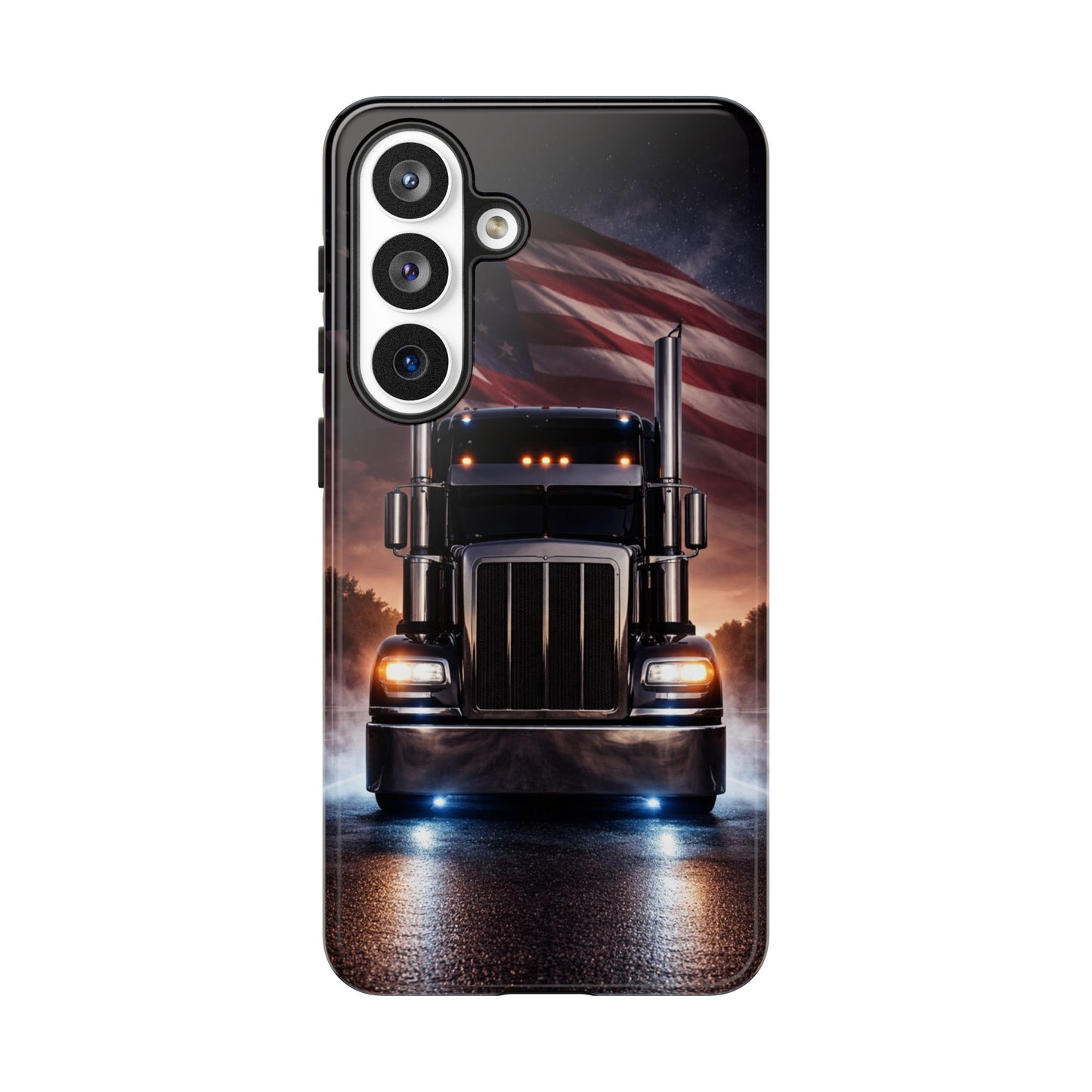Semi Truck Phone Case American Flag Big Rig Trucker Gift iPhone Samsung