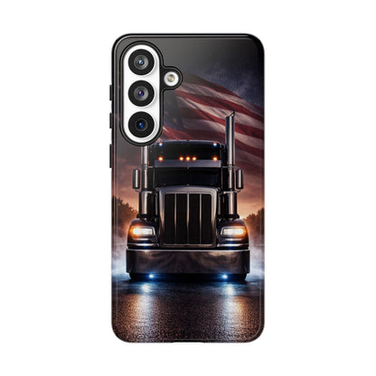 Semi Truck Phone Case American Flag Big Rig Trucker Gift iPhone Samsung