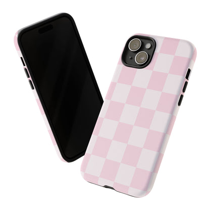 Light Pink Checkerboard Phone Case | Pastel Aesthetic Checkered iPhone & Samsung Tough Case
