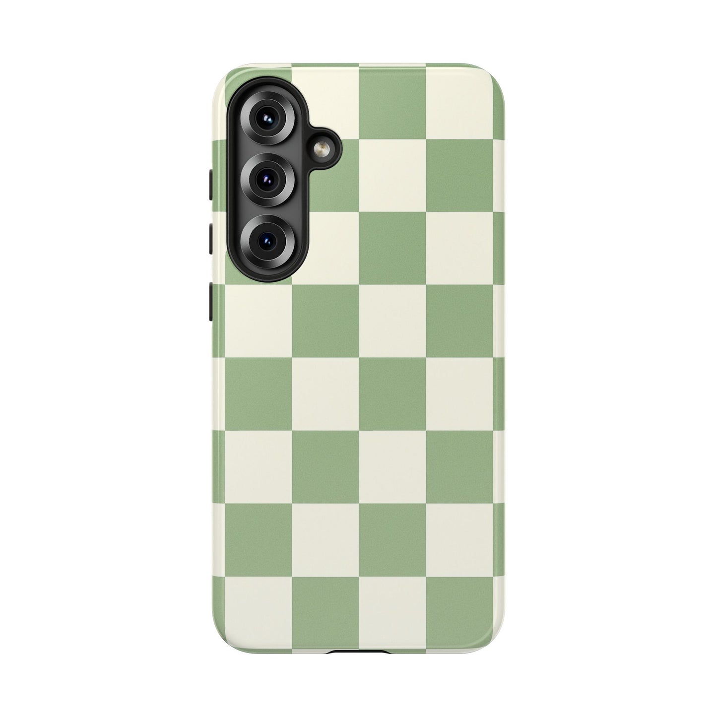 Sage Green Checkerboard Phone Case | Minimal Aesthetic Checkered iPhone & Samsung Tough Case