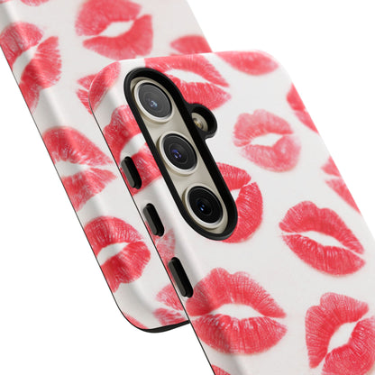 Red Lipstick Kiss Phone Case – Sexy Lip Print Pattern Tough Protective Cover