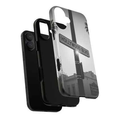 Hollywood Blvd Phone Case | Vintage Los Angeles Street Sign | Black & White LA Aesthetic