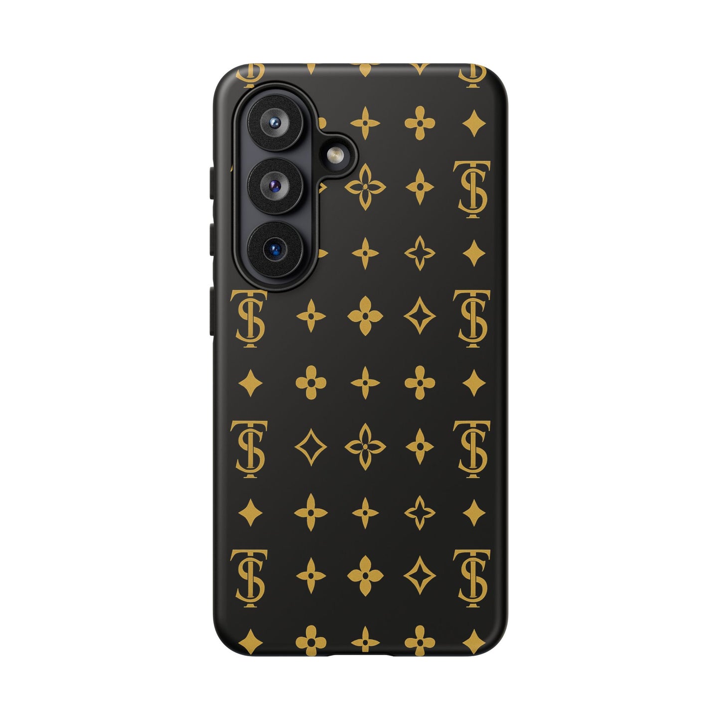 Gold Monogram Pattern Tough Phone Case | Black & Gold Luxury Design for Iphone, Samsung Galaxy and Pixel
