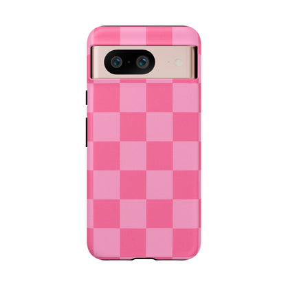 Pink Checkerboard Phone Case | Cute Aesthetic Checkered iPhone & Samsung Tough Case