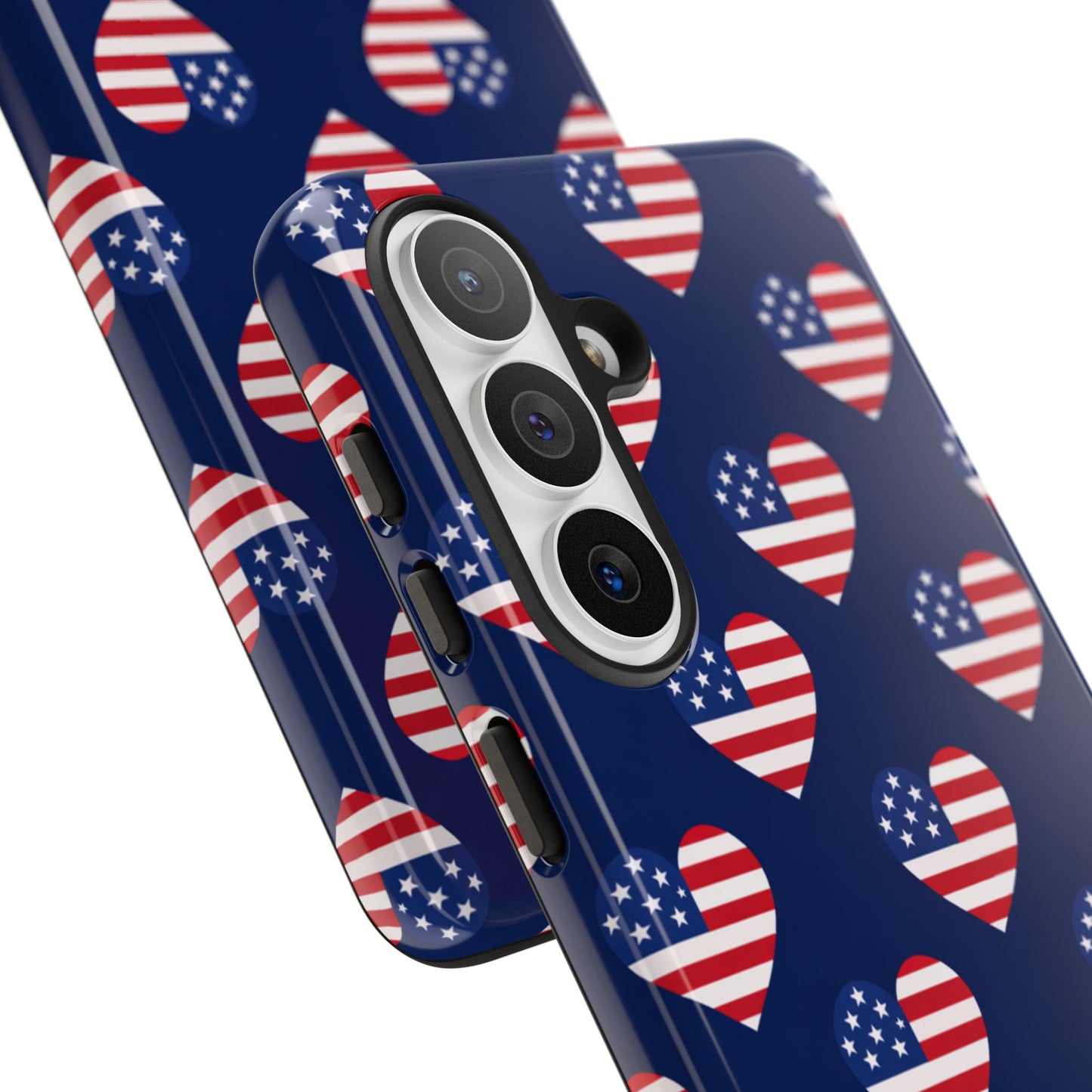 Patriotic American Flag Heart Phone Case – Tough Shockproof, USA Stars & Stripes for Iphone, Samsung Galaxy and Pixel