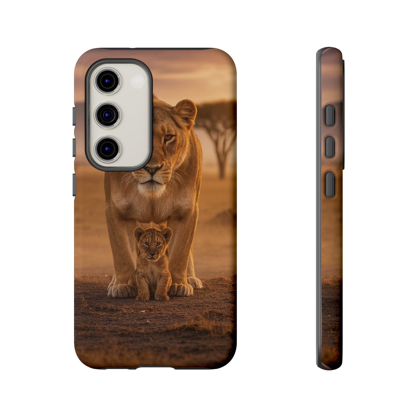 Lioness & Cub Phone Case | Safari Wildlife Tough Case for iPhone & Samsung