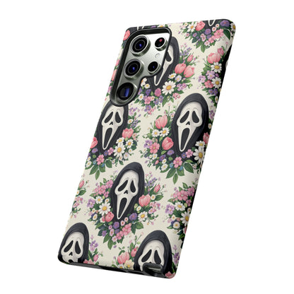 Floral Ghost Face Aesthetic Phone Case – Cute Spooky Tough Cover