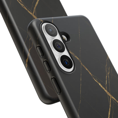 Black Marble Phone Case with Gold Veins – Luxury Minimal Aesthetic Tough Case