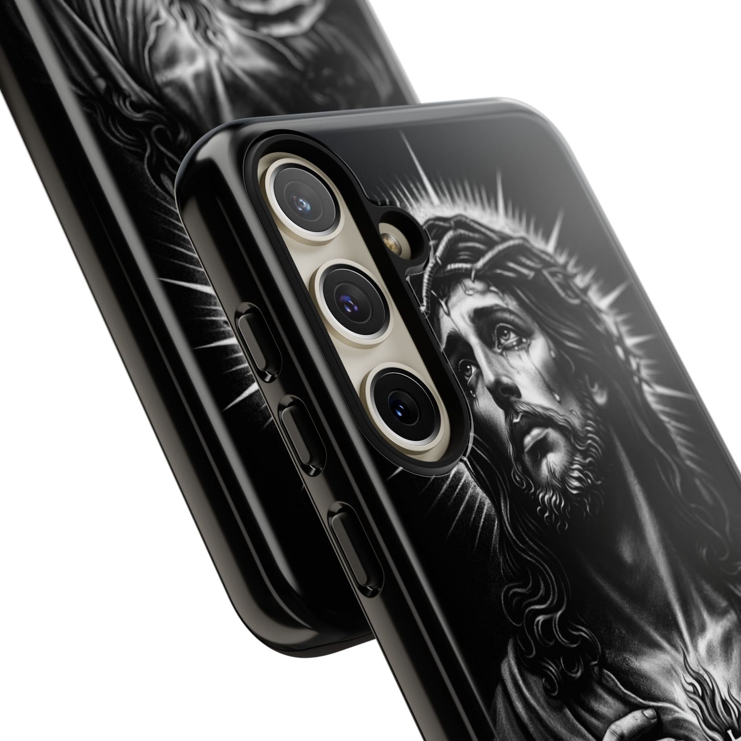 Jesus Sacred Heart Phone Case Black White Christian Faith Aesthetic