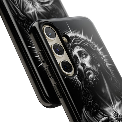 Jesus Sacred Heart Phone Case Black White Christian Faith Aesthetic