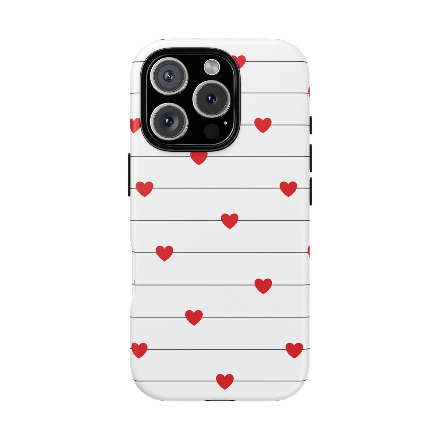 Red Heart Stripe iPhone Case | Tough Shockproof Love Aesthetic Cover