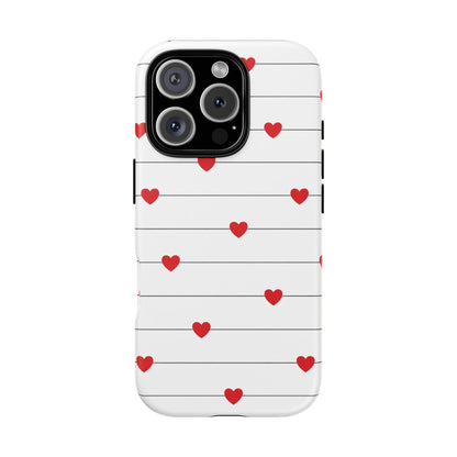 Red Heart Stripe iPhone Case | Tough Shockproof Love Aesthetic Cover