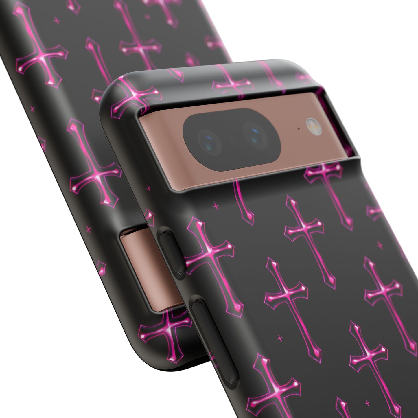 Neon Pink Cross Pattern Phone Case | Tough Protective Case for Iphone, Samsung Galaxy and Pixel