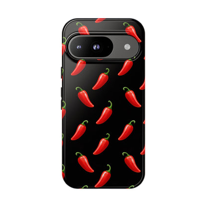Spicy Chili Pepper Phone Case – Black Cute Hot Pepper Tough Cover for Iphone, Samsung Galaxy and Pixel